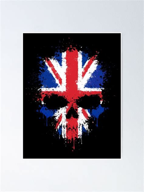 Chaotic Union Jack Flag Splatter Skull Poster By Jeffbartels Redbubble