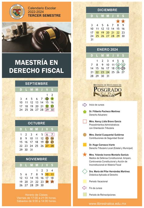 Calendario Maestría En Derecho Fiscal Elds