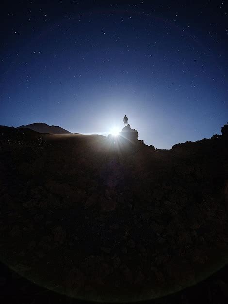 Vista De Ngulo Bajo De La Silueta De Una Persona Contra Un Cielo Azul