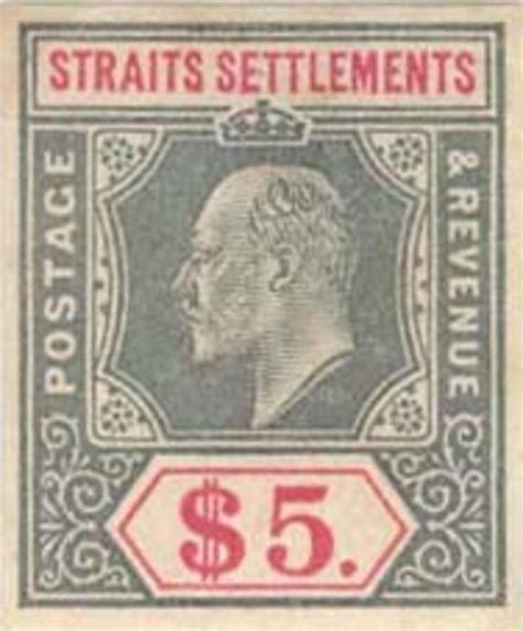 Imperforated Colour Trials Of King Edward VII Straits Settlements 5