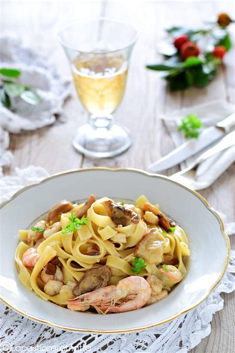 Tagliatelle Ai Porcini E Gamberetti Lapasticceramatta