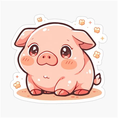 Cute Kawaii Baby Pig Pink Piglet Art