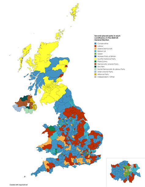 Second Placed Party In Each Constituency 2024 Uk Maps On The Web