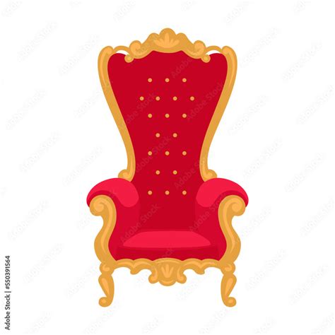 Red Royal Throne Vector Illustration Antique Medieval Chair For King