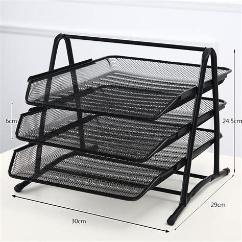 Tier Metal Document Tray Files Holder Sorter With Sliding Trays