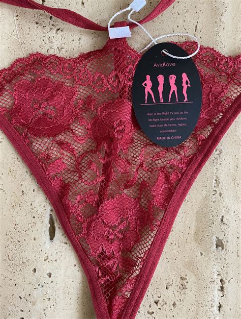 Avid Love Sexy Lingerie Thong Underwear Red Floral Lace G String Nwt Xl