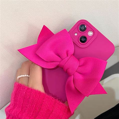 Hot Pink Bowknot Case For Iphone 16 Pro Max 15 Pro Max 14 Pro Max 13 Pro Max 12 Pro Max 11 Pro