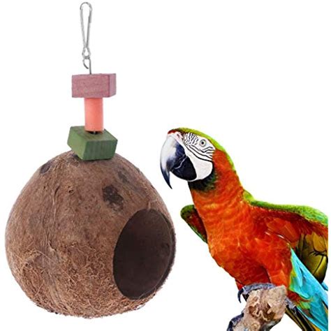 EA STONE Parrot Bird Chewing Toy Parrot Nest Natural Coconut Shell