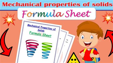 Formula Sheet Mechanical Properties Of Solids Class Th Physics