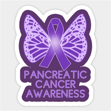 Pancreatic Cancer Awareness Purple Ribbon Butterfly - Pancreatic Cancer - Sticker | TeePublic