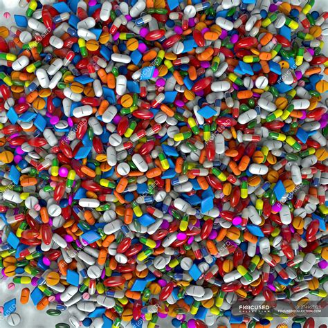 Many Colourful Tablets Pills And Drugs Digital Illustration