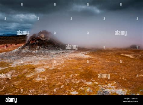 Geothermal Area Hverir Near Lake Myvatn Iceland Europe Fumaroles