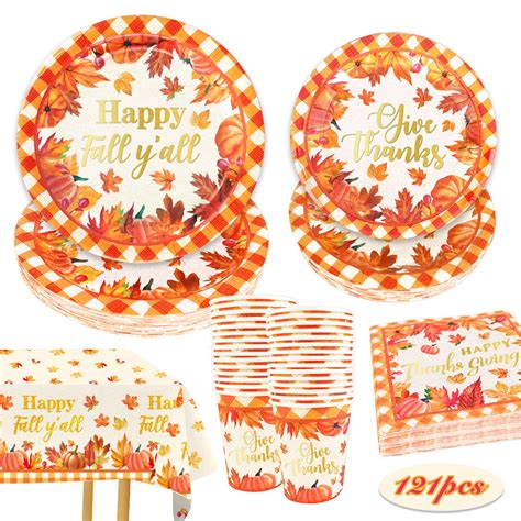 Thanksgiving Party Decorations Fall Y All Disposable Tableware Set With