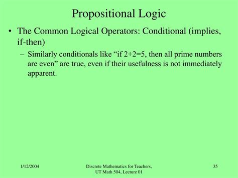 Ppt Introduction To The Discrete Mathematics Course And To Propositional Logic Powerpoint