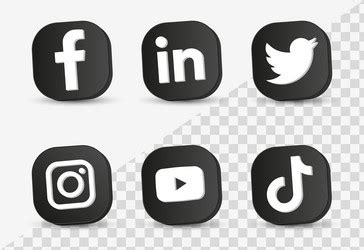 Black Rounded Icons Facebook Instagram Youtube Vector Image