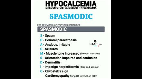 Hypocalcemia Mnemonic