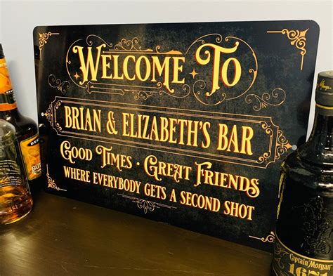 Vintage Bar Sign Personalized Metal Home Bar Sign Everyone - Etsy