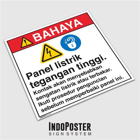 Jual Stiker Safety Sign Rambu K Ansi Panel Listrik Tegangan Tinggi