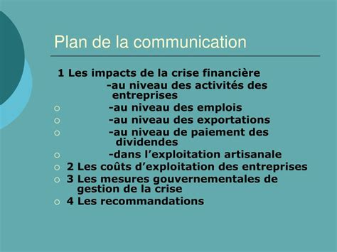 Ppt Les Impacts De La Crise Financiere Sur Le Secteur Minier Cas De