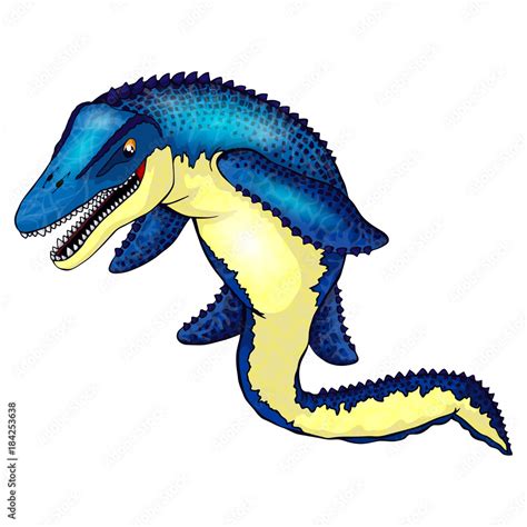 Cute Cartoon Mosasaurus Isolated Illustration Of A Cartoon Dinosaur