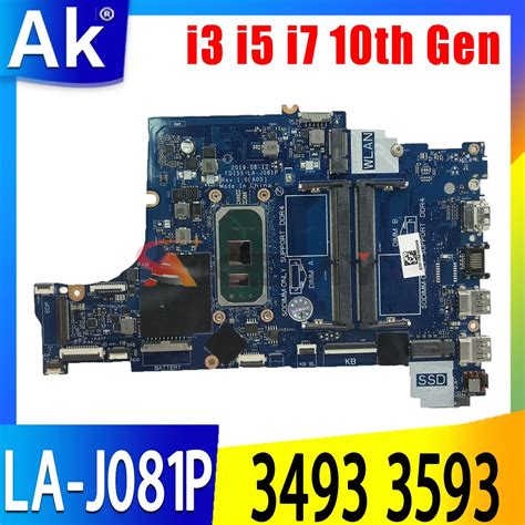 Placa base de LA J081P para portátil Dell Inspiron 3493 3593 5493