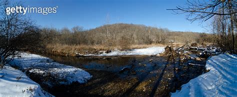 Castlewood State Park In Snow Kiefer Creek Panorama