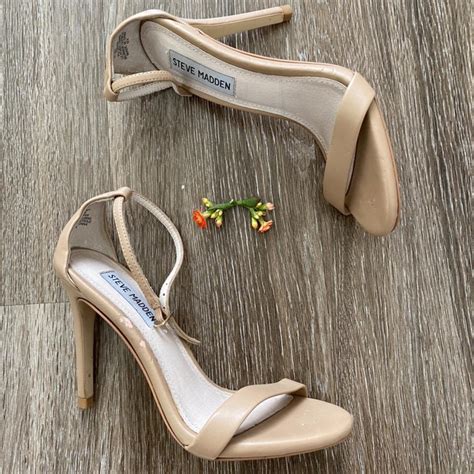 Steve Madden Nude Leather Ankle Strap Heels Depop