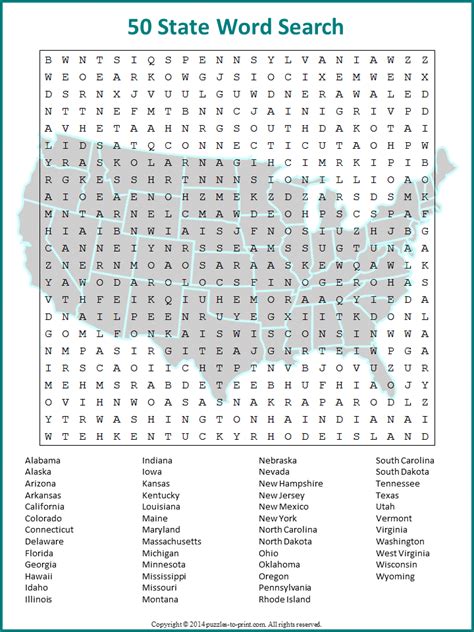 United States Word Search All Fifty