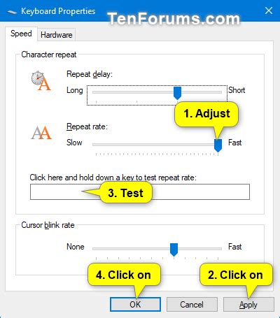 Change Keyboard Character Repeat Delay And Rate In Windows Tutorials