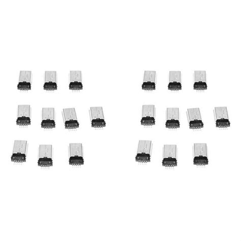 20 Pcs Mini Usb Type B Plug Male 180 Degree 5 Pin Smd Solder Connector