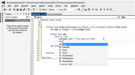 Select Case Vbnet Visual Basic Tutorial เนื้อหาvb Net Caseที่มี