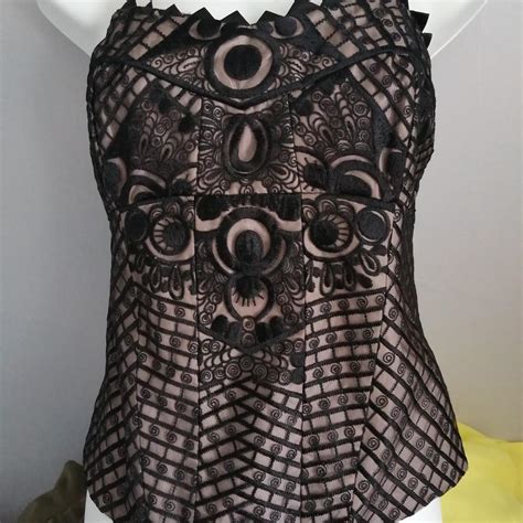 Next Sz 12 New Women S Black Nude Bustier Corset Top Depop