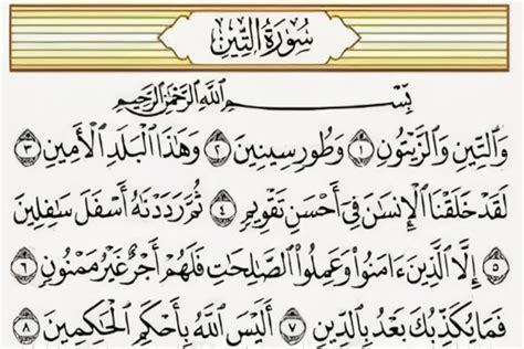 Quran Surat At Tin Ayat Latin Dan Isi Kandungan