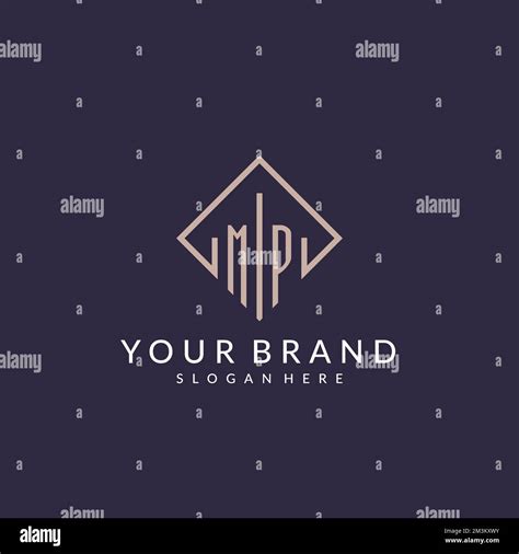 Mp Initial Monogram Logo With Rectangle Style Design Ideas Stock Vector