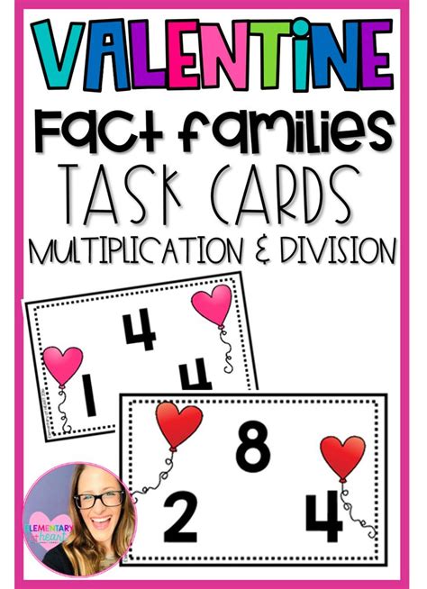 Valentine Fact Families Task Cards With Numbers And Hearts