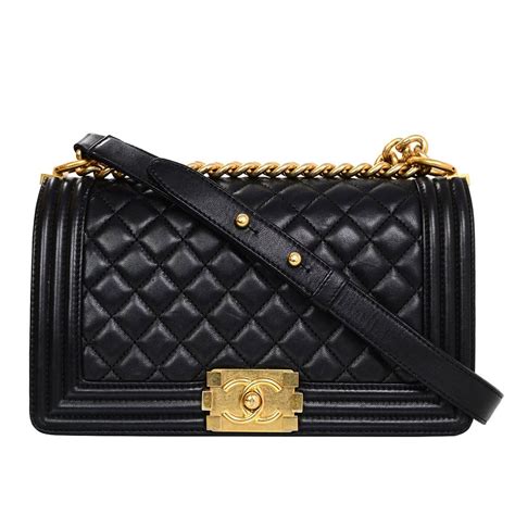 Chanel Black Lambskin Old Medium Boy Bag At 1stdibs