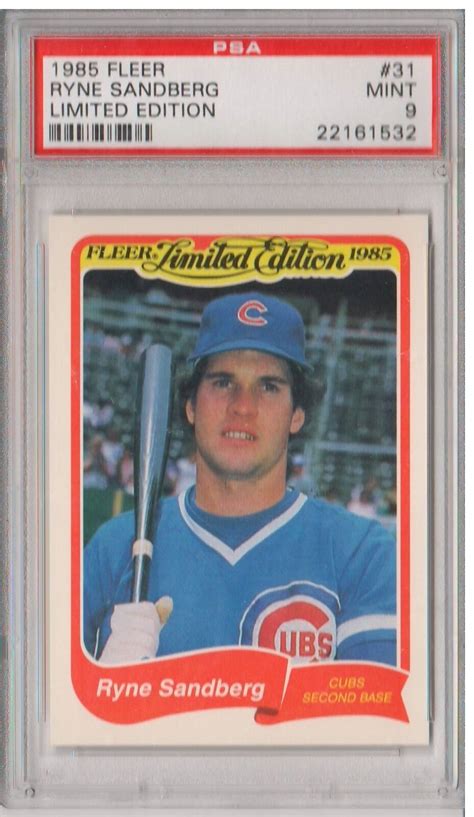 1985 Fleer 31 Limited Edition RYNE SANDBERG PSA 9 Mint Chicago