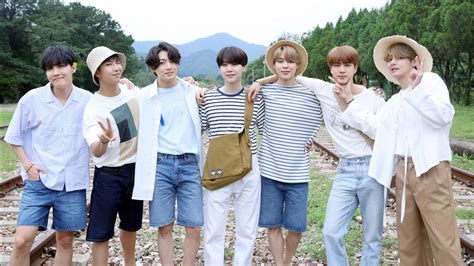 Jungkook Jimin J Hope V Jin Suga Rm Are Standing In Nature Background