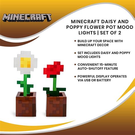 Minecraft Daisy And Poppy Flower Pot Mood Lights Set Of 2 On Galleon Philippines