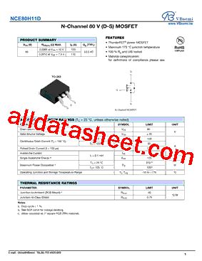 NCE80H11D Datasheet PDF VBsemi Electronics Co Ltd