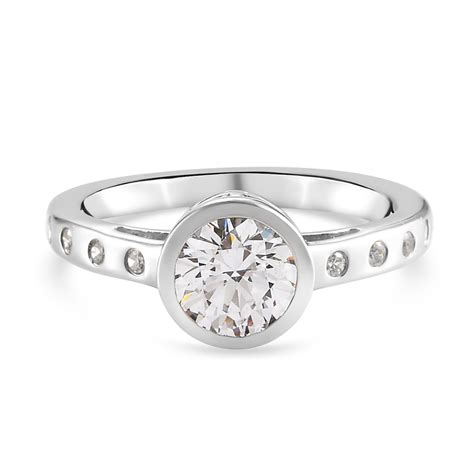 LUSTRO STELLA Hergestellt mit ZIRKONIA Solitär Ring 925 Silber Platin