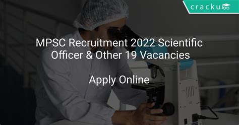 MPSC Recruitment 2022 Scientific Officer Other 19 Vacancies Latest