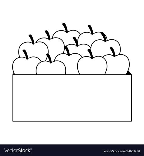 Apples Inside Box In Black And White Royalty Free Vector