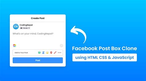 Facebook Post Box Clone In Html Css Javascript Youtube