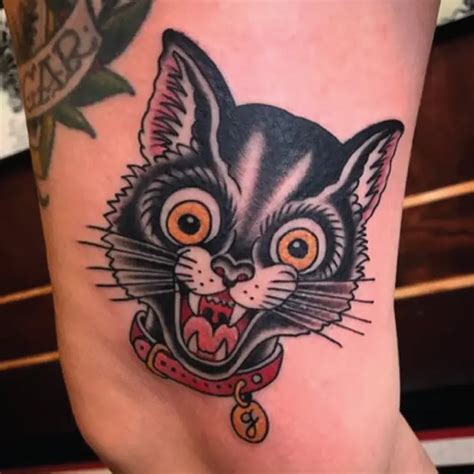 Traditional Black Cat Tattoo Idea And Design Tattoobnb