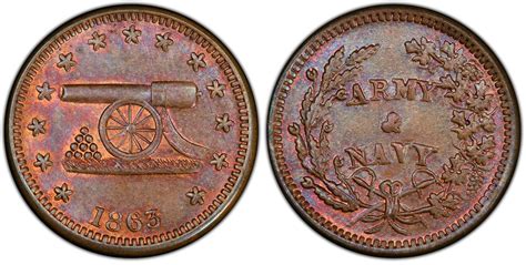 1863 Token F 168 311a Copper Cannon Patriotic BN Regular Strike