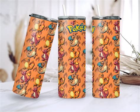 Charmander Evolution 20oz Tumbler Wrap Pokemon Straight Etsy