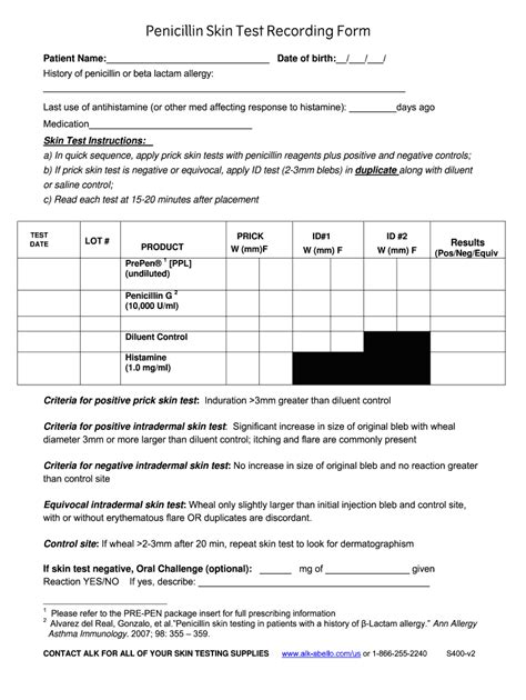 Skin Test Recording Form Fill Out And Sign Online Dochub