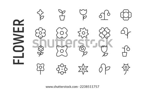 Vector Set Flower Thin Line Icons Stock Vector Royalty Free