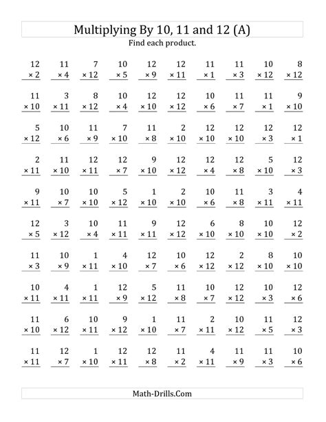 Multiplication By 12 Worksheets